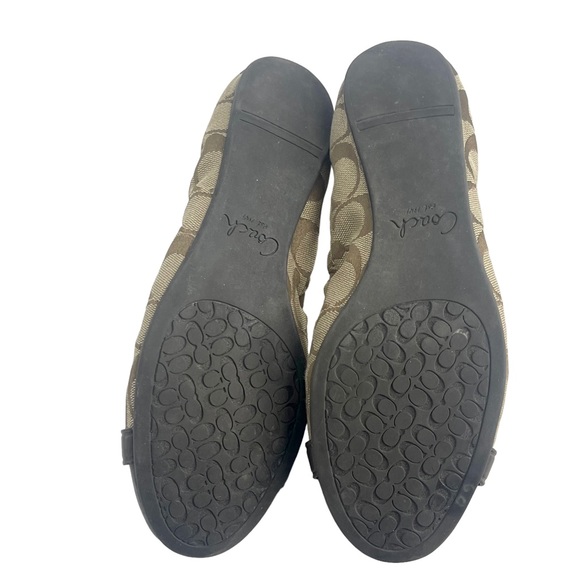 Coach Delphine Signature Ballet Flats Size 8.5 Brown Khaki Buckle Detail - Picture 12 of 13